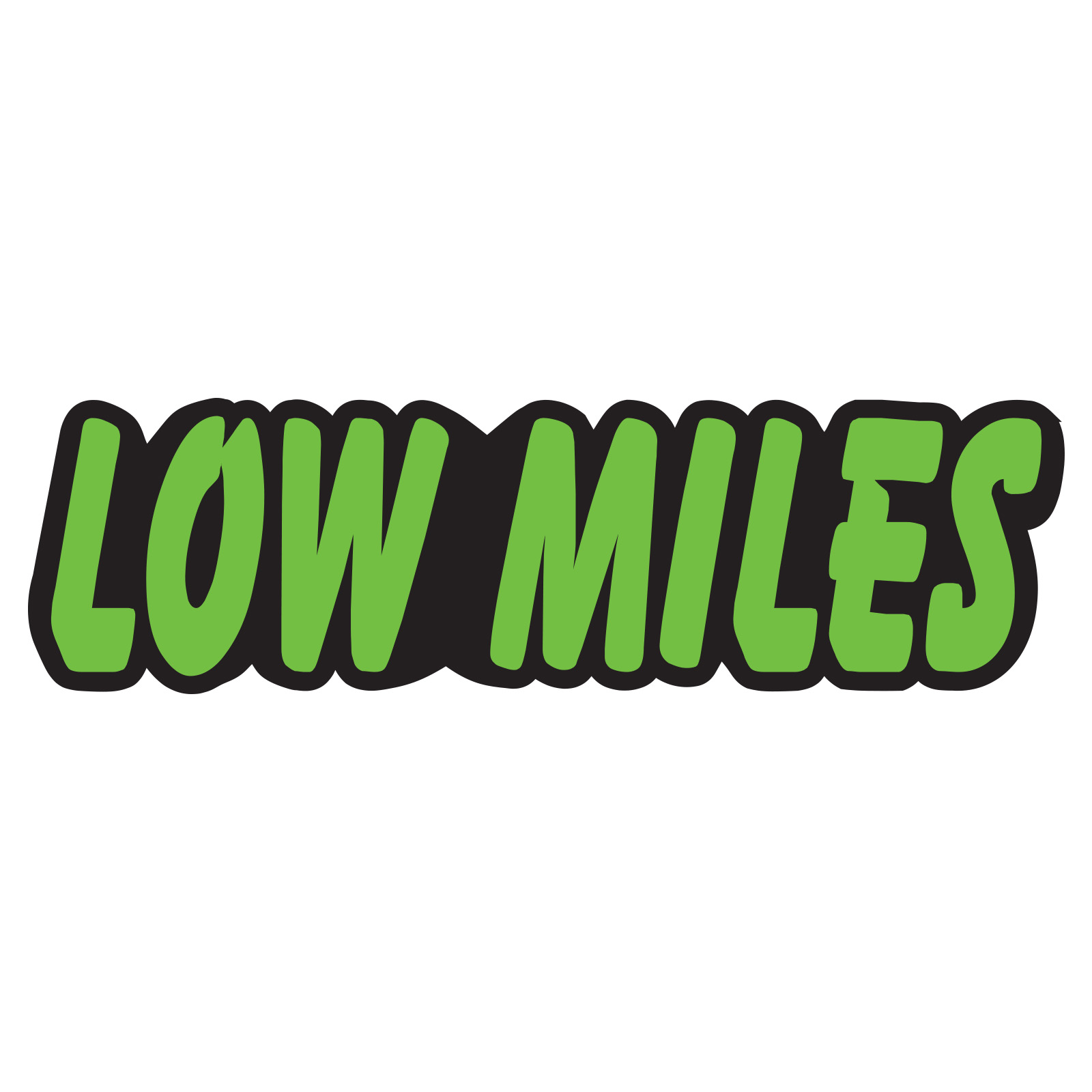 5846-04_Die-Cut-Slogan-Stickers-Green-on-Black-Low-Miles_P-WEB