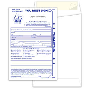 Standard Afer Hours Envelope - NDE-STD-PS - IMPRINTED - Qty. 1 each