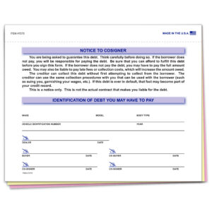Notice to Co-Signer - 3 Part Snap-Out - Qty. 100