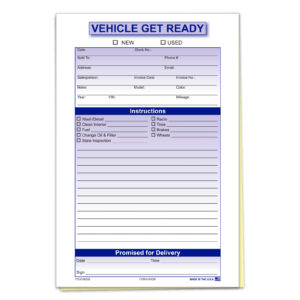 Vehicle Get Ready Form - 5 1/2"  X 8 1/2 " - Qty. 100