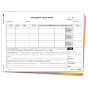 Wholesale Sales Order - 4 Part -  Qty. 100