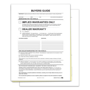 Buyer Guide - Implied Warranty, 2 Part - File Copy - Qty. 100